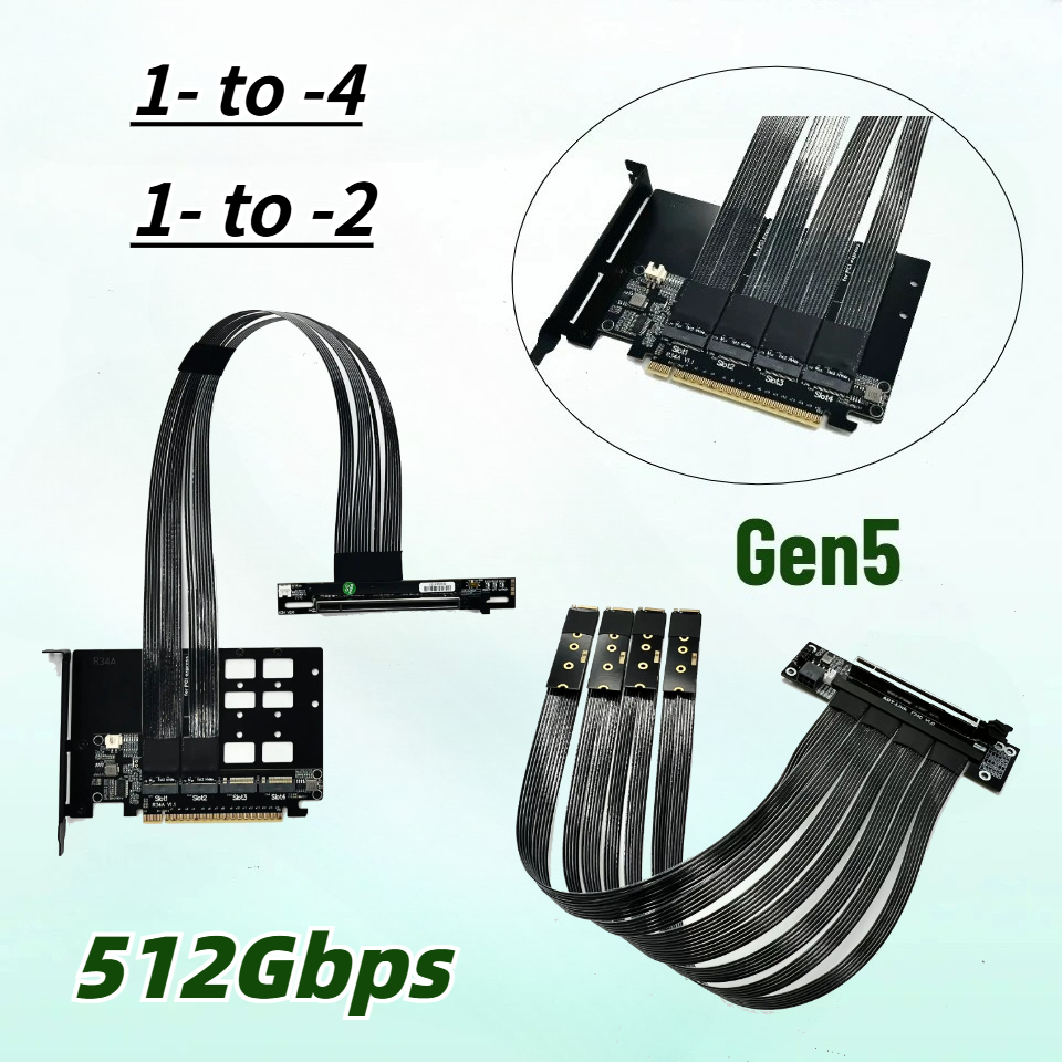Pcie 5.0 Gpu Riser Cable - Кабель-удлинитель PCIe 5.0 X16 4*M.2 NVMe